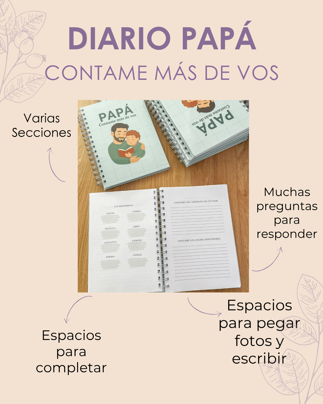 regalo dia del padre, regalo papá, regalo para el dia del padre mar del plata, diario papa, contame de vos, diario quiero saber tu historia, diarios familiares